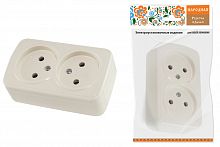 Розетка двойная 2П открытой установки IP20 10А, сл. кость "Дача" Народная (1/10/100) (SQ1824-0022)