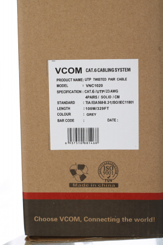 Кабель VCOM UTP 4 пары кат.6 (бухта 100м) (1/4) (VNC1020) фото 4 Кабель VCOM UTP 4 пары кат.6 (бухта 100м) (1/4) (VNC1020) фото 4
