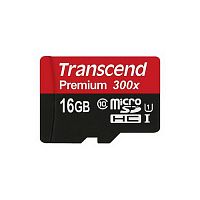 Карта памяти MicroSD  16GB  Transcend Class 10  UHS-I (300x) без адаптера (TS16GUSDCU1)