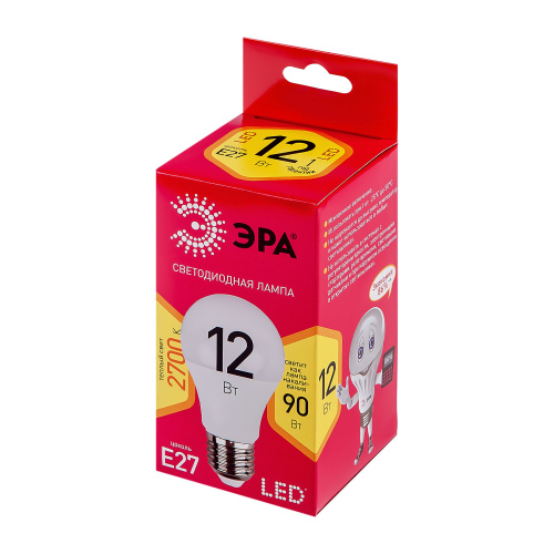 Лампа светодиодная ЭРА RED LINE LED A60-12W-827-E27 R Е27 / E27 12Вт груша теплый белый свет (10/100/2000) (Б0050197) фото 2