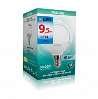 Лампа светодиодная SMARTBUY P45 9,5Вт 220V 6000K E14 (холодный свет) (10/100) (SBL-P45-9_5-60K-E14)