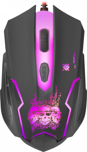 Мышь DEFENDER Skull GM-180L, USB, проводная, игровая, 6 кнопок, черная, длина кабеля 1,5 м. (1/40) (52180) фото 5