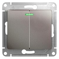 Механизм выключателя 2-кл. С/У GLOSSA 10А IP20 (сх. 5а) 10AX с подсветкой механизм платина Systeme Electric GSL001253 (1/5/20)