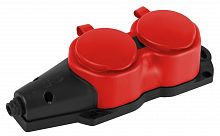 Колодка розеточная ЭРА KX-2e-RED-IP44 с заземлением, каучук, 2 гнезда 16A IP44 красная (1/80) (Б0068443)