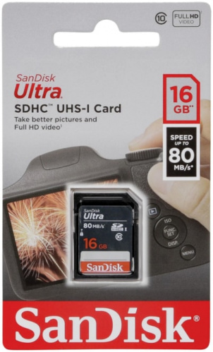 Карта памяти SDHC 16GB SanDisk Class10 Ultra UHS-I (80 Mb/s) (SDSDUNS-016G-GN3IN) Карта памяти SDHC 16GB SanDisk Class10 Ultra UHS-I (80 Mb/s) (SDSDUNS-016G-GN3IN)
