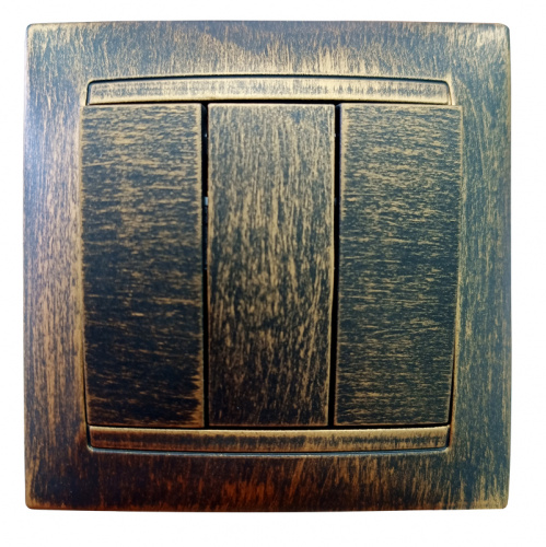 Выключатель 3-х кл. 10А старинная бронза с/у, "Лама" (10/120) TDM (SQ1815-0745) Выключатель 3-х кл. 10А старинная бронза с/у, "Лама" (10/120) TDM (SQ1815-0745)