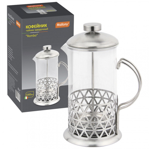 Кофе-пресс/чайник заварочный серия Rombo, объем 1000 мл (1/12) (005488) фото 4 Кофе-пресс/чайник заварочный серия Rombo, объем 1000 мл (1/12) (005488) фото 4