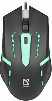 Мышь проводная игровая DEFENDER Hit MB-601, USB, 7 цветов, 4 кнопки, 800-1200dpi, черный (1/40) (52601)