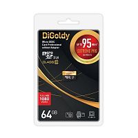 Карта памяти MicroSD  64GB  Digoldy Class 10 Extreme Pro UHS-I U3 (95 Mb/s) без адаптера (DG064GCSDXC10UHS-1-ElU3 w)