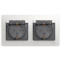 Розетка 2-м С/У GLOSSA 16А IP44 с заземл. защ. шторки в сборе бел. Systeme Electric GSL000147 (1/9/54)