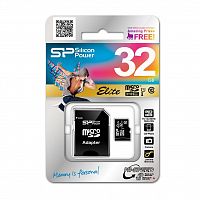 Карта памяти MicroSD  64GB  Silicon Power Class 10  Elite UHS-I (R/W 85/15 Mb/s) + SD адаптер (SP064GBSTXBU1V10SP)