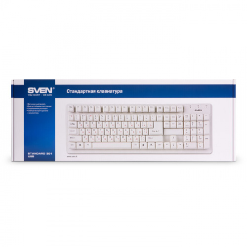Клавиатура проводная SVEN Standard 301 USB белая (SV-03100301UW) фото 3
