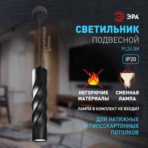 Cветильник ЭРА потолочный подвесной PL24 BK MR16 GU10 IP20 черный (1/25) (Б0059811) фото 9 Cветильник ЭРА потолочный подвесной PL24 BK MR16 GU10 IP20 черный (1/25) (Б0059811) фото 9