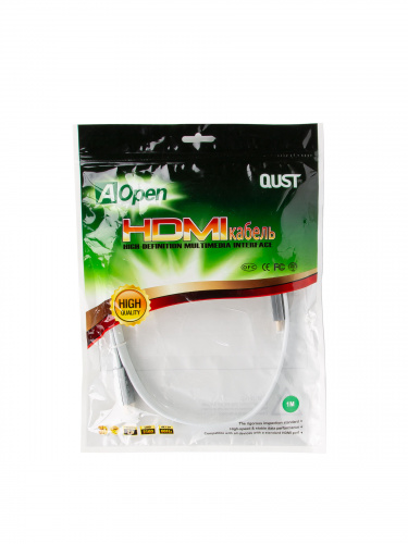 Кабель HDMI 19M/M ver 2.0, 1M, Aopen/Qust <ACG568F-S-1M> серебряно-белый Flat (1/70) фото 4