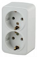3-204-01 Эл/ус Intro Розетка 2х2P+E Schuko, 16А-250В, IP20, ОУ, Polo, белый (б0036100)