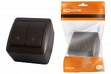 Выключатель на 2 направления 2-кл. открытой установки IP44 10А шоколад "Селигер" TDM (1/10/120) (SQ1818-0212)