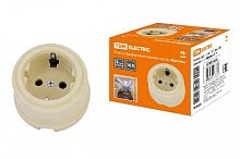 Розетка фарфоровая 2П+З 16А 250В сл. кость «Болонь» TDM (1/1/72) (SQ1820-0312)