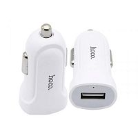 Блок питания автомобильный 1 USB HOCO Z2, 1500mA, пластик, цвет: белый (1/31/310) (6957531039020)