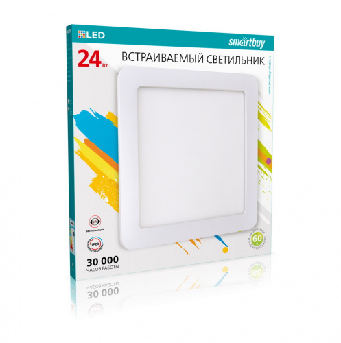 Светильник светодиодный SMARTBUY "Даунлайт" квадрат, белый Square-24W/4000K/IP20 (1/20) (SBL-DLSq-24-4K) Светильник светодиодный SMARTBUY "Даунлайт" квадрат, белый Square-24W/4000K/IP20 (1/20) (SBL-DLSq-24-4K)