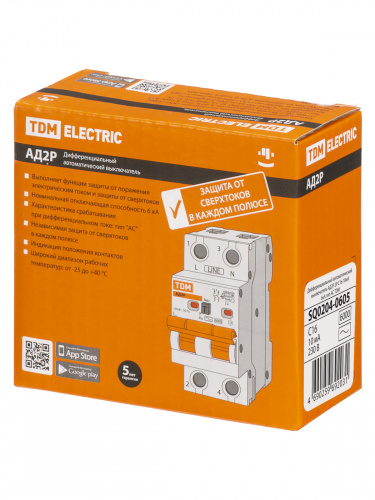 Диф.автомат АД2P 2Р С16 10мА 6кА тип АС TDM (1/48) (SQ0204-0605) фото 2 Диф.автомат АД2P 2Р С16 10мА 6кА тип АС TDM (1/48) (SQ0204-0605) фото 2