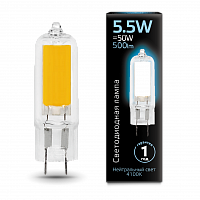 Лампа светодиодная GAUSS G4 AC220-240V 5.5W 500lm 4100K стекло 1/10/200 (107807205)