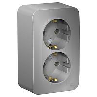 Розетка 2-м О/У BLANCA 16А IP20 250В с заземл. без защ. шторок с изолир. пластиной алюм. Systeme Electric BLNRA010213 (1/8/16)