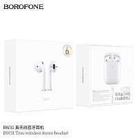 Наушники внутриканальные Borofone BW31, пластик, bluetooth 5.3, микрофон, цвет: белый (1/22/132) (6974443388923)