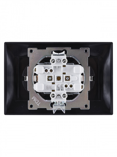 Розетка двойная 2П+З 16А 250В с защ. шт. графит , с/у, "Лама" (6/72) TDM (SQ1815-0613) фото 3 Розетка двойная 2П+З 16А 250В с защ. шт. графит , с/у, "Лама" (6/72) TDM (SQ1815-0613) фото 3