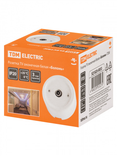 Розетка TDM TV оконечная белая «Болонь» (1/72) (SQ1820-0053) фото 2