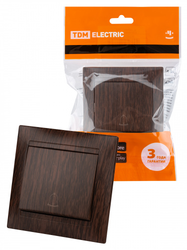 Кнопка звонковая 6А венге , с/у, "Лама" (10/120) TDM (SQ1815-0408) Кнопка звонковая 6А венге , с/у, "Лама" (10/120) TDM (SQ1815-0408)