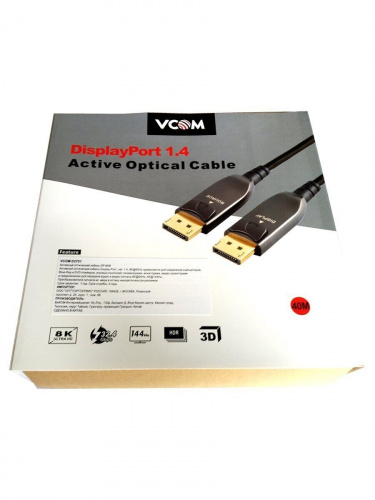 Активный оптический кабель DP1.4 32GBs/8K@60Hz 40м VCOM <D3751-40M> (1/10) фото 2 Активный оптический кабель DP1.4 32GBs/8K@60Hz 40м VCOM <D3751-40M> (1/10) фото 2