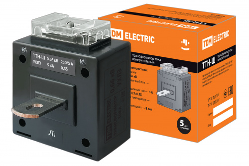 Трансформатор тока ТТН-Ш 250/5- 5VA/0,5S-Р TDM (1/18) (SQ1101-1040) Трансформатор тока ТТН-Ш 250/5- 5VA/0,5S-Р TDM (1/18) (SQ1101-1040)
