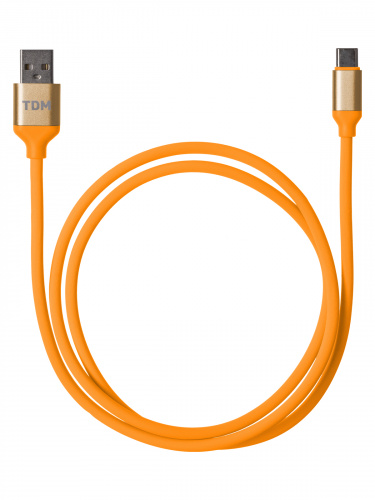 Дата-кабель TDM ДК 14, USB - USB Type-C, 1 м, силиконовая оплетка, оранжевый, (1/200) (SQ1810-0314) фото 4