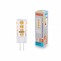 Лампа светодиодная WOLTA G4 (керамика) JC 5Вт 460лм 6500K 220V 1/10/100/1000 (WSTD-JC-220V5W6KG4-C)
