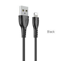 Кабель USB - 8 pin Borofone BX51, 1.м, 2.4A, пластик, цвет: черный (1/360) (6931474743893)