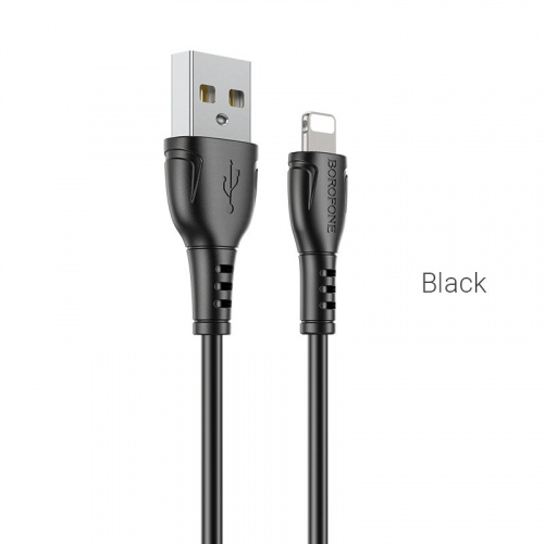 Кабель USB - 8 pin Borofone BX51, 1.м, 2.4A, пластик, цвет: черный (1/360) (6931474743893)