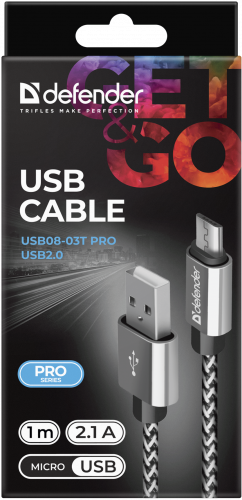 Кабель DEFENDER USB08-03T PRO USB2.0, белый, AM-MicroBM, 1m, 2.1A (1/100) (87803) фото 8 Кабель DEFENDER USB08-03T PRO USB2.0, белый, AM-MicroBM, 1m, 2.1A (1/100) (87803) фото 8