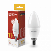 Лампа светодиодная IN HOME СВЕЧА-VC 11Вт 230В Е14 3000К 1050Лм (10/100) (4690612020464)