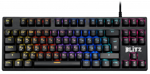 Клавиатура проводная игровая механическая DEFENDER Blitz GK-240L RU,Rainbow, черная (1/20) (45240) фото 2