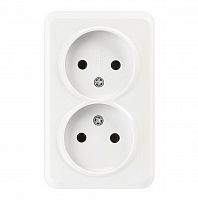 Розетка SMARTBUY 2-местная 10А, ОУ, без заземления белая "Юпитер" (SBE-03w-10-S2-N) (1/10)
