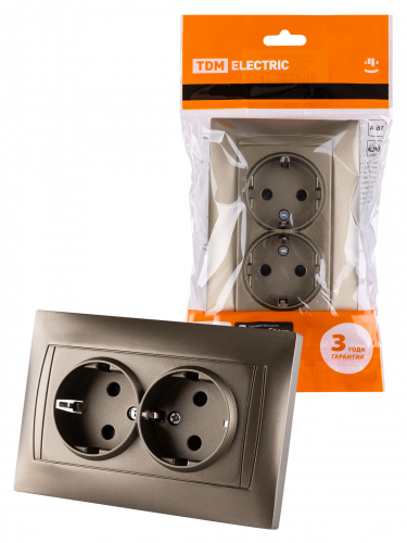 Розетка двойная 2П+З 16А 250В с защ. шт. бронза , с/у, "Лама" (6/72) TDM (SQ1815-0713) Розетка двойная 2П+З 16А 250В с защ. шт. бронза , с/у, "Лама" (6/72) TDM (SQ1815-0713)
