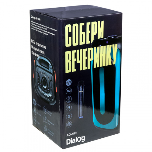 Портативная акустика напольная DIALOG Oscar AO-150, 40WRMS, Караоке с беспр. микр., BT+FM+USB+SD+LED, черный (1/1) фото 9