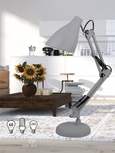 Светильник ЭРА настольный под лампу N-123-Е27-40W-GY серый (12/96) (Б0047199) фото 13