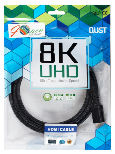 Кабель HDMI 19M/M,ver. 2.1 8KX60Hz (Econom) оплетка 1.5m iOpen <ACG859B-1.5> (1/50) фото 2 Кабель HDMI 19M/M,ver. 2.1 8KX60Hz (Econom) оплетка 1.5m iOpen <ACG859B-1.5> (1/50) фото 2