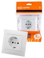 Розетка 2П+З 16А 250В белая , с/у, "Лама" (10/100) TDM (SQ1815-0023)