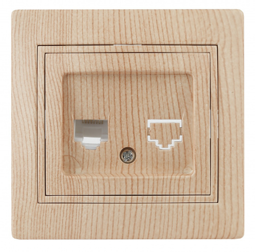 Розетка INTRO информационная RJ45, скрытой установки, Plano, сосна (1/10/200/2000) (Б0030089) фото 7