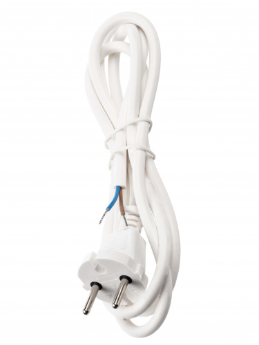 Шнур сетевой с вилкой ПВС 2x0,75мм2 3м б/з белый TDM (1/30) (SQ1305-0072) фото 3