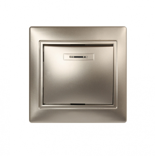 Выключатель SMARTBUY скрытая установка, 1-клавишный с индикатором 10А шампань, "Венера" (SBE-01c-10-SW1-1-c)