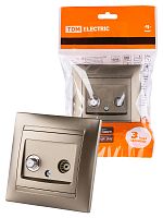 Розетка TV ("мама") + SAT (F-разъем) 0-2400МГц бронза , с/у, "Лама" (10/120) TDM (SQ1815-0720)