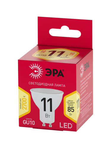Лампа светодиодная ЭРА RED LINE LED MR16-11W-827-GU10 R GU10 11 Вт софит теплый белый свет (1/100) (Б0056065) фото 2